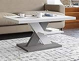 Viosimc Coffee Table, Moderner Couchtisch Weiß - Grau für Wohnzimmer, Moderner Beistelltisch, Modern Sofa Tisch, Mittel- oder Beistelltisch für Tee und Kaffee