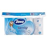 Zewa samtig Toilettenpapier, extra sanftes WC-Papier 3-lagig mit innovativer Kombilagen-Qualität, 1 x Vorratspack mit 8 Rollen
