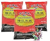 yoaxia ® - 3er Pack - [ 3x 250g ] PEARL RIVER BRIDGE Fermentierte Schwarze Bohnen / Fermented Black Beans 豆豉 + ein kleines Glückspüppchen - Holzpüppchen