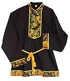 N_FROMM ukrainisches slawisches Hemd Kosakenhemd Männertracht schwarz Gabardine (L)