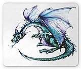 Drachen-Mauspad, Epic Beast erstellt lebendiges Farbverlaufsgrafik-Teufelsbild, rechteckiges rutschfestes Gummi-Mousepad, Standardgröße, blaugrün