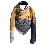 Rokmym XXL Damenschal, Streifenschal, Modequasten, weich, Damenschal, Wickelschal, Herbst, Winter, warm, Mehrfarbig Einheitsgröß
