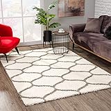 SANAT Madrid Shaggy Teppich - Hochflor Teppiche für Wohnzimmer, Schlafzimmer, Küche - Morocco Creme, Größe: 80x150 cm