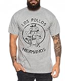 Used Look Los Pollos Herren T-Shirt Heisenberg Hermanos Bad Mr White Breaking, Farbe:Dunkelgrau Meliert;Größe:XL