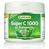 Greenfood Super C, 1000 mg Vitamin C, hochdosiert, 360 Tabletten - mit Acerola. Für Immunsystem und Zellschutz - OHNE künstliche Zusätze. Ohne Gentechnik. Vegan. Laborgeprüft.