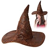 Aomig Hexenhut, Braun hexenhüte Kostüm Zubehör, Zauberer Hut deko Kostüm Cosplay für Halloween Party Gastgeschenke Festival Verkleidung