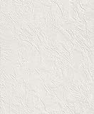 rasch Tapete 470604 – Einfarbige Vliestapete in Weiß mit grober Struktur in Putzoptik – 10,05m x 53cm (L x B)