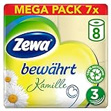 Zewa Toilettenpapier Bewährt Kamille Riesenpackung, 7 X 8 Rollen Mit Je 150 Blatt, 7 Packungen