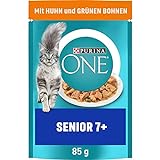 PURINA ONE Senior 7+ Katzenfutter nass, zarte Stückchen in Sauce mit Huhn, 26er Pack (26 x 85g)