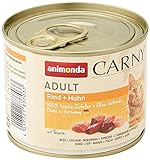 animonda Carny Adult Katzenfutter, Nassfutter für ausgewachsene Katzen, Rind + Huhn, 6 x 200 g