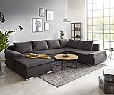 DELIFE Couch Abilene Schwarz 325x230 cm Ottomane variabel Schlaffunktion Wohnlandschaft