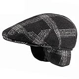 WHSPORT Leder Flatcap Schirmmütze Schiebermütze ​Gatsby Baskenmütze Barett Cap (Color : Black, Size : 58-60cm/22.83-23.62in)