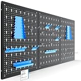 Arebos Werkzeugwand 3-teilige Lochwand Werkstatt | 17-teiliges Hakenset & Halterungen | 117,6 x 59,5 x 2 cm | Werkzeuglochwand aus Metall für Werkstatteinrichtung inkl. Montagematerial | B