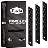 Filzada® 120x Ersatzklingen Cuttermesser 9mm BLACK - Ultra scharfe Teppichmesser Klingen - Abbrechklingen für 9mm Kattermesser