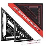 Zimmermannswinkel Set, 18cm&30cm Dreieckslineal Hochpräzise Aluminiumlegierung Versuchswinkel für Holzbearbeitung(Black)