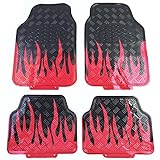 Carparts-Online 26468 Auto Fußmatten Set universal Alu Riffelblech Optik Flammen 4-teilig schwarz rot