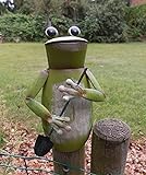 Deko-Impression Zaunfigur Zaunhocker Gartendeko tüchtiger Frosch mit Spaten 15,5 cm