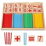 Camelize Montessori Mathe Spielzeug,mathematisches Spielzeug Holz,Mathe Spielzeug Rechenstäbchen,Zahlenlernspiel, Pädagogisches Mathe-Spielzeug für Kinder 3 4 5