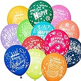 ZQBB Geburtstag Luftballons Bunt Ballons aus Latex mit Happy Birthday Überschrift für Kindergeburtstag oder Party 12 Zoll