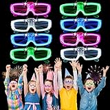 FQDVM Led Brillen für Party, 8 Pcs Leuchtende Coole Brille，Lustige Brille Futuristische Sonnenbrille, Neon Party Outfit Geburtstag Neujahr Brille für Party, EDM, Karneval, Halloween (Mehrfarbig)