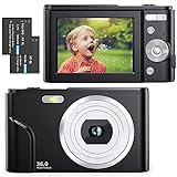 Digitalkamera 1080P Full HD Kompaktkamera 36 MP Vlogging-Kamera mit 16X Digitalzoom, FamBrow Fotokamera 2,4' LCD Mini-Videokamera für Studenten/Kinder/Erwachsene/Anfänger (Schwarz)
