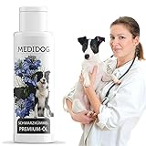 MEDIDOG Premium Schwarzkümmelöl für Hunde, Nativ + Kaltgepresst, wichtige Fettsäuren und Pflanzenstoffe, Zeckenschutz, 3 Tropfen täglich genügen