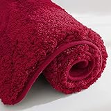 LifeSunny Teppiche Flauschig Anti Rutsch Unterseite Waschbar Teppich Waschmaschine versch Farben u Grössen Besitzt eine hohe Resistenz Gegenüber Möbel-Druckstellen 130x160cm Rot