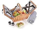 Sänger | Picknickkorb Sylt, 24-teiliges Komplettset für 4 Personen, Picknickkorb Groß, Picknick Decke & G