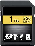 Professional SD-Speicherkarte 1TB 1024GB SDXC Karte UHS-II U3 C10 1000X, Speed Up to 250MB/s für Filmmakers, Photographers & Vloggers (1TB-250MB)