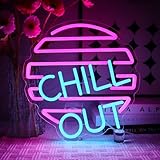 OYCGZV Chill Out Neon Schild Abkühlung Led Neon Schild Wand Neon Sign USB Led Schild für Bar Schlafzimmer Spielzimmer Game Zone Party Store Friseursalon Geschenk für Mädchen F