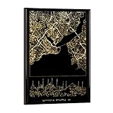 artboxONE Poster mit schwarzem Rahmen 18x13 cm Städte Istanbul in Gold - Bild türkei Karte Land