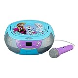 ekids FR-430 Disney Frozen CD-Player mit Mikrofon für Kinder tragbar Anna und ELSA blau