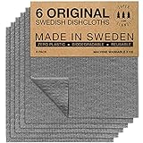 SUPERSCANDI Schweden-Geschirrtücher, (6 Stück Grau) Umweltfreundlich, Wiederverwendbar, Nachhal