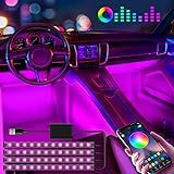Auto LED Innenbeleuchtung, Winzwon 4pcs 48 LED Auto Strip Innenraumbeleuchtung Mehrfarbig Musik Ambientebeleuchtung mit APP Steuerbare, Wasserdicht led Innenraum Atmosphäre Licht für iPhone Android