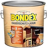 Bondex Dauerschutz Lasur Ebenholz 2,5 L für 32 m² | Hoher Wetter- und UV-Schutz bis zu 8 Jahre | Tropfgehemmt | Natürliches Abwittern - kein Abplatzen | Dauerschutzlasur| Holzlasur