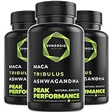 Natural Booster für Männer - Tribulus Terrestris + Maca + Ashwagandha | Zn + Se + Ca + Vit.D | 160 kapseln | Peak Performance von Synergie Nutrition