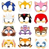 ANGOLIO 24 Stück Sonic Masken Themed Party Favor Supplies Cartoon Charakter Elastisches Seil Kostüme Masken Rollenspiel Cosplay Geburtstag Zubehör Geschenk für Kinder vorgeben
