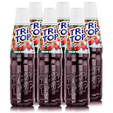 TRI TOP Wald-Erdbeere | kalorienarmer Sirup für Erfrischungsgetränk, Cocktails oder Süßspeisen | wenig Zucker (6 x 600ml)