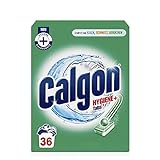 Calgon Hygiene+ Tabs – Schutz vor Kalkablagerungen und Schmutz – Wasserenthärter mit Hygieneschutz für die Waschmaschine – 1 x 36 Tabs