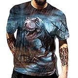 Summer Men's 3D Dinosaur Series Printing hip-hop cool Street T-Shirt Casual Loose Short-Sleeved top A2 S
