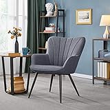 Yaheetech Esszimmerstuhl aus Stoff Sessel Retro Design Stuhl mit Rückenlehne Sessel Metallbeine