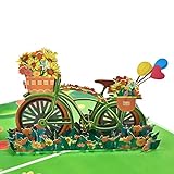 Magic Ants 3D Pop-Up Karte Fahrrad mit Blumen - Geburtstagskarte für Radfahrer, Gutschein & Geldgeschenk - Frauen, Männer, Freunde, Väter
