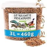 Mehlwürmer getrocknet, 3 Liter (460g) Futtermittel im Eimer, Igelfutter, Vogelfutter Wildvögel, proteinreicher Snack für Fische und Reptilien