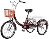 WYCSAD 3-Rad-Dreirad für Erwachsene – Fahrrad, Dreirad für Erwachsene, 20 Zoll, Lastenrad, 1 Geschwindigkeit, 3-Rad-Fahrrad mit Korb, Liegedreirad, Pedal für Senioren, Frauen, Männer