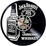 TANCEQI Vinyl Clock Jack Daniels - Schallplatten Wandkunst handgefertigte Dekor - Vintage Geschenk für Männer & Frauen Jack Daniels Liebhaber, with Light