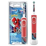 Oral-B Kids Spiderman Elektrische Zahnbürste/Electric Toothbrush für Kinder ab 3 Jahren, 2 Putzmodi für Zahnpflege, extra weiche Borsten, 4 Sticker, rot (Design kann variieren)