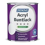 Acryl-Buntlack 2-in-1 750 ml RAL 0096 Altweiß seidenmatt Renovo