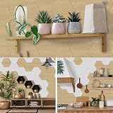 DIY Holzoptik Fliesen Pack 10 Stück wasserfeste sechseckige Schaumstoffaufkleber Set (B)