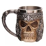 Txyk Edelstahl Totenkopf Drink Cup Creative 3D Tassen Totenkopf Skull Mug 15 x 10.5 cm Kapazität 301-400ml