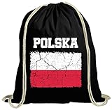 ShirtStreet Poland Polen Fußball WM Fanfest Gruppen natur Turnbeutel Rucksack Gymsac Wappen Polska, Größe: onesize,schwarz natur